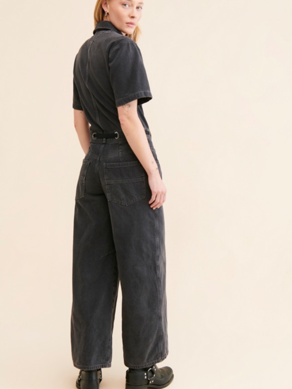 NWT Free People We The Free Edison Wide-Leg Black Denim Coverall Size XS - Picture 2 of 13